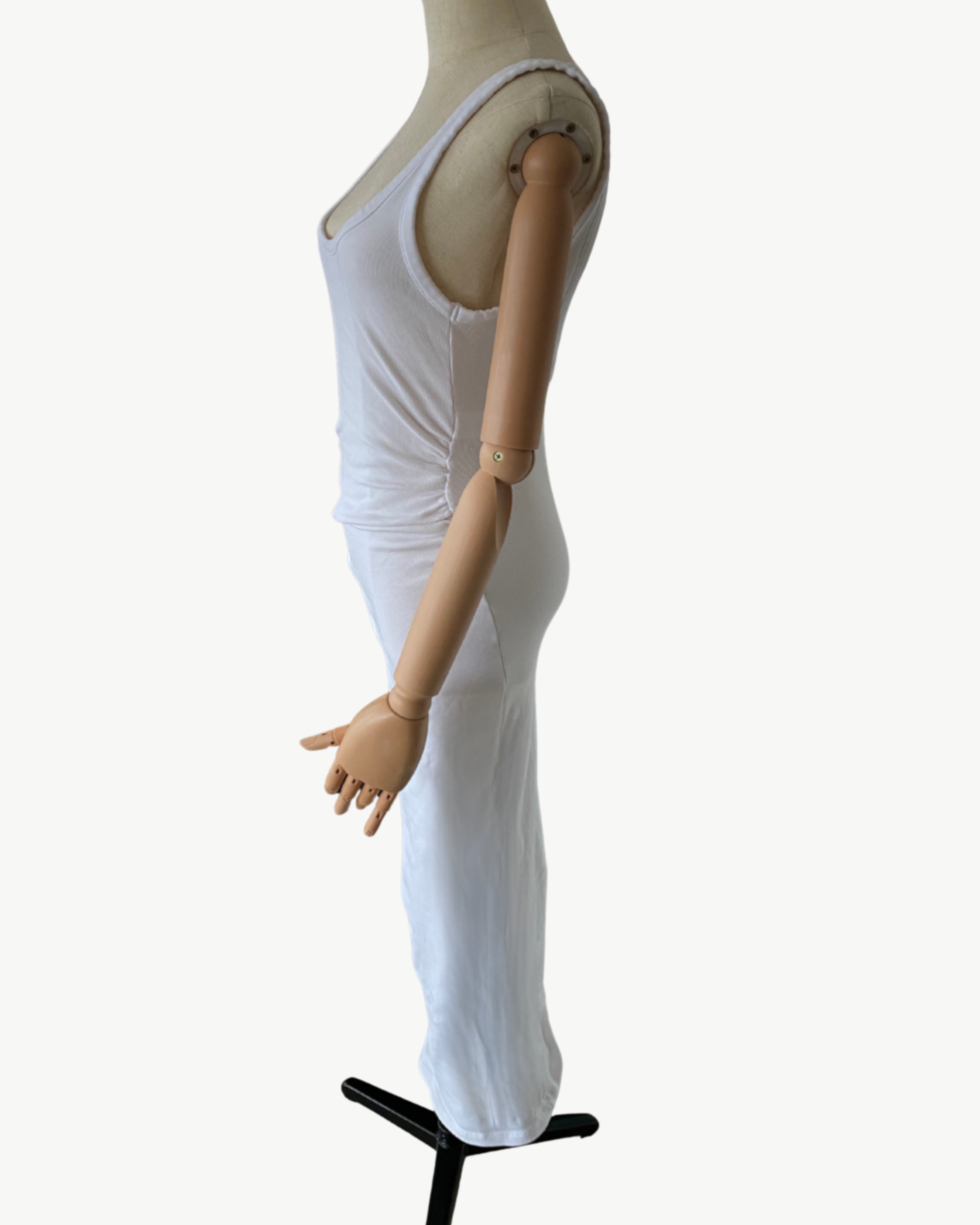 ZARA・White Figure Hugging Long Dress Open Back
