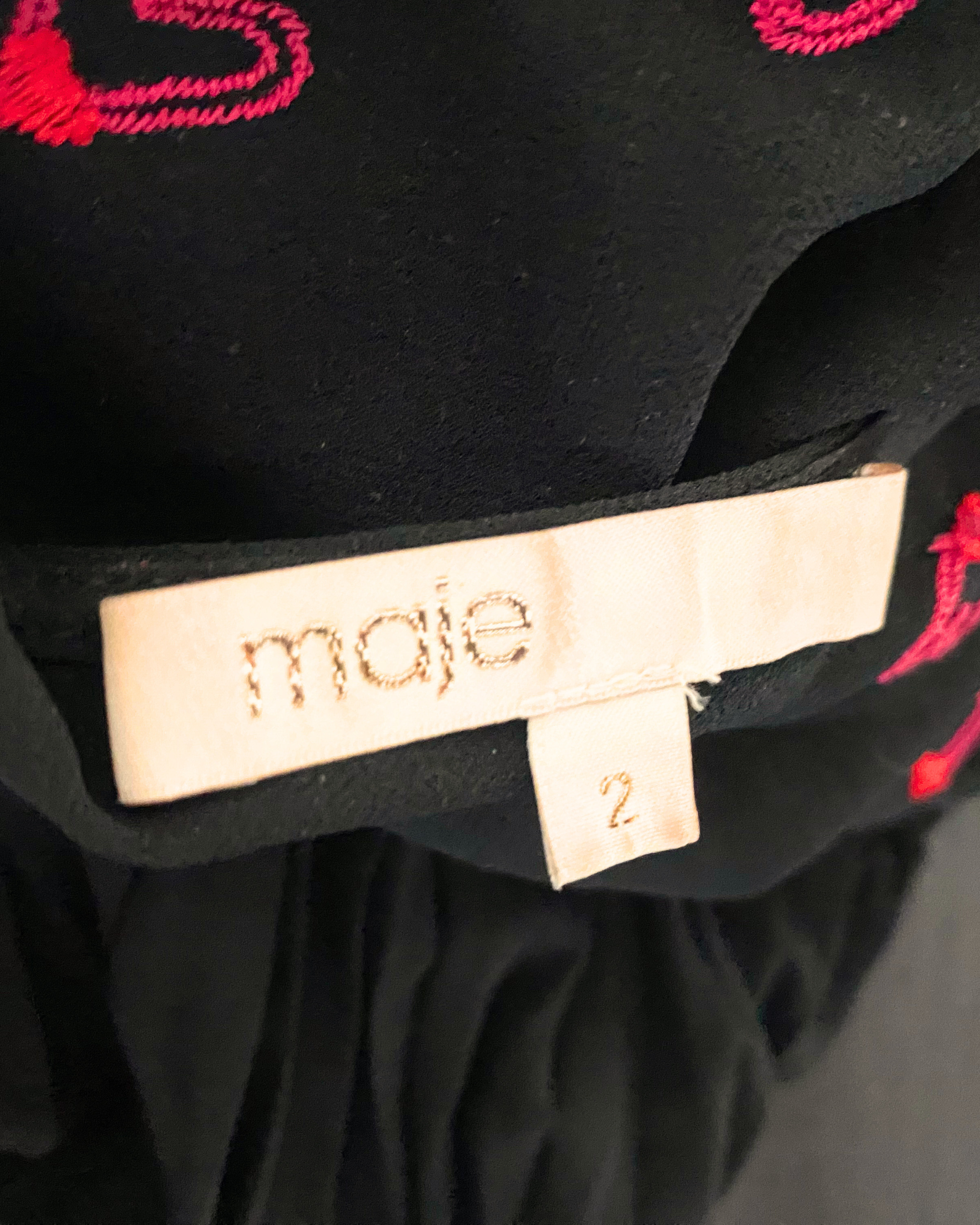 MAJE・Short Sleeves Black Dress With Heart Design