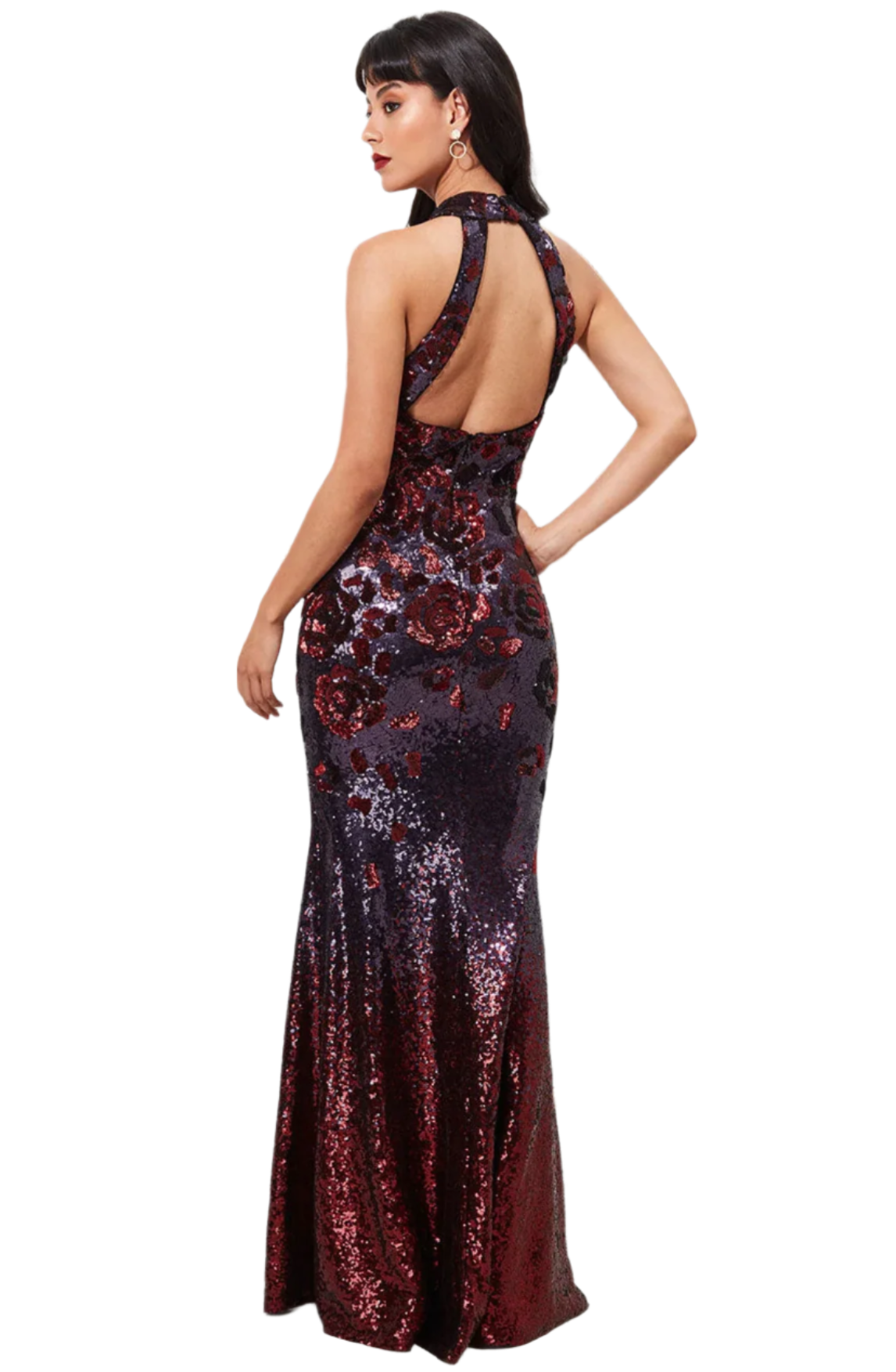 Long Daring Evening Dark Red Dress