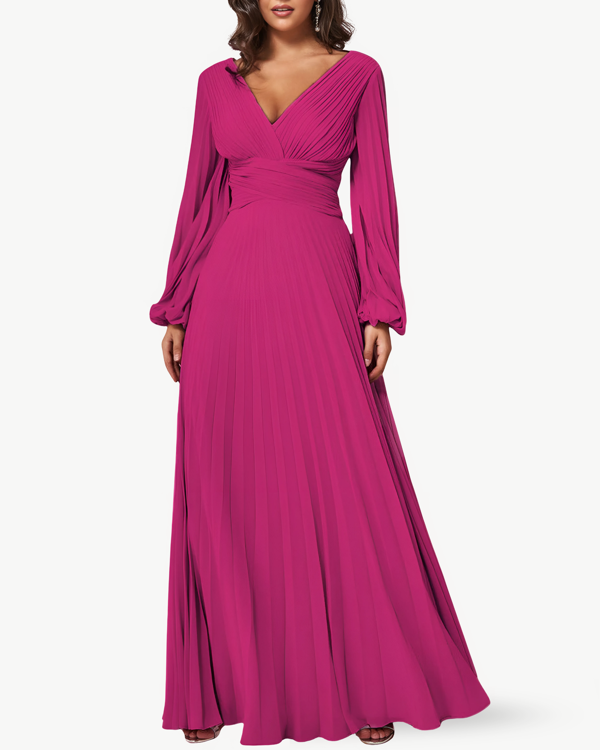 Small ∙ Long Flowy Fuschia Long Sleeves Dress | Free UAE Delivery Above 150AED・Shop Preloved items at NOOVO