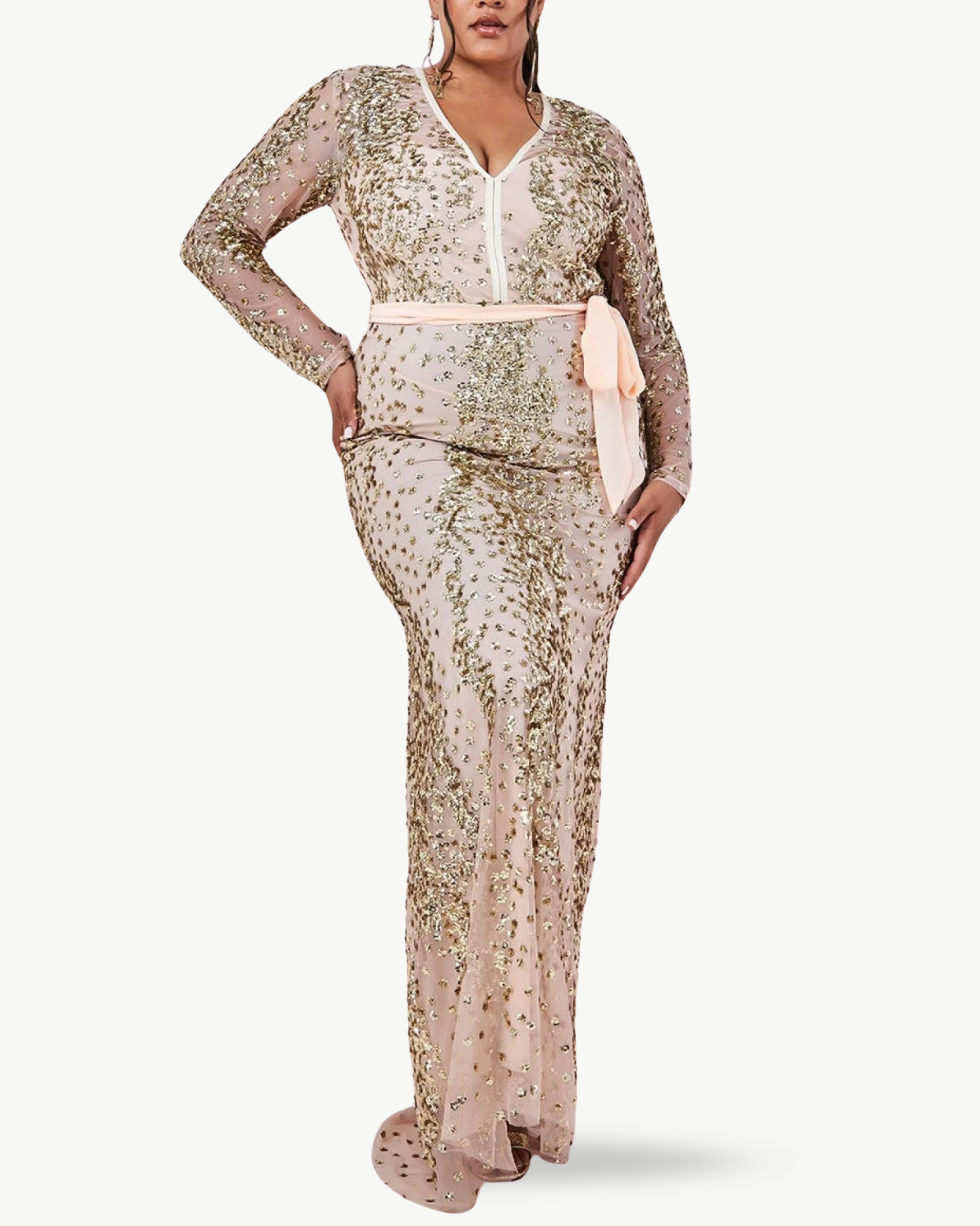 Large・Long Sparkly Evening Cream Dress | Free UAE Delivery Above 150AED・Shop Preloved items at NOOVO